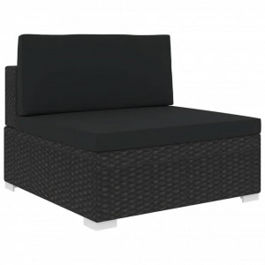 Scaun modular de mijloc, 1 buc., negru, poliratan, cu perne - V46796V