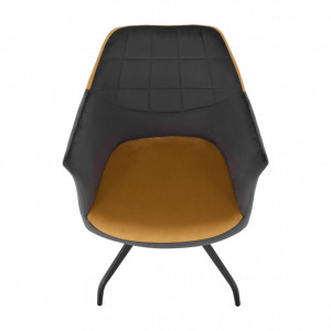 Scaun pivotant, gri, ţesătură de catifea camel / negru - TP297878 - Img 15