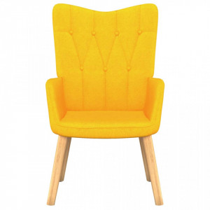 Scaun relaxare cu taburet, galben muștar, textil - V327541V - Img 3