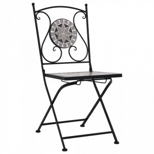 Scaune bistro cu mozaic, 2 buc., gri - V46716V
