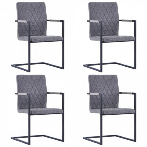 Scaune bucatarie consola, 4 buc., gri inchis, piele ecologica - V278636V