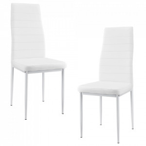 Scaune bucatarie, set 2 buc, piele sintetica, alb - P53102929 - Img 1