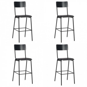 Scaune de bar, 4 buc., negru, placaj solid si otel - V3054566V