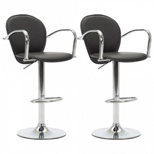 Scaune de bar cu brate, 2 buc., negru, piele ecologica - V249700V - Img 2