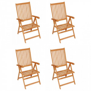 Scaune de grădină cu perne, 4 buc. model frunze, lemn masiv tec - V3065542V