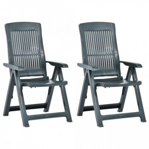 Scaune de gradina rabatabile, 2 buc., verde, plastic - V48767V