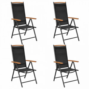 Scaune pliante de grădină, 4 buc., negru, aluminiu și textilenă - V41733V - Img 2