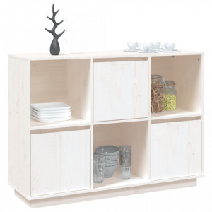Servantă, alb, 110,5x35x80 cm, lemn masiv de pin - V814355V - Img 4
