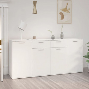 Servantă, alb extralucios, 160x36x75 cm, lemn prelucrat - V3074933V - Img 2