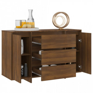 Servantă cu 3 sertare, stejar maro, 120x41x75 cm, PAL - V813064V - Img 3