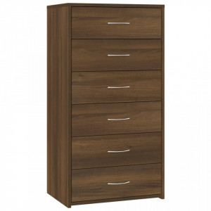 Servantă cu 6 sertare, stejar maro, 50x34x96 cm, lemn - V815365V