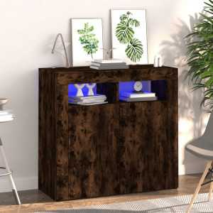 Servantă cu lumini LED, stejar fumuriu, 80x35x75 cm - V815729V - Img 2