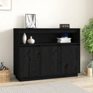 Servantă, negru, 104,5x34x80 cm, lemn masiv de pin - V814393V - Img 2