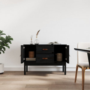Servantă, negru, 110x40x78 cm, lemn masiv de pin - V823528V - Img 3
