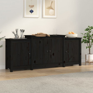Servantă, negru, 164x37x68 cm, lemn masiv de pin - V821496V - Img 2