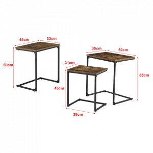 Set 3 bucati masute cafea, masuri diferite negru mat/efect lemn nuanta inchisa - P77781039 - Img 4
