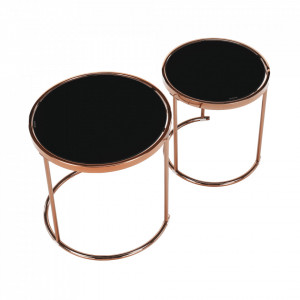 Set de 2 măsuţe de cafea, auriu și negru, 50x50 cm, 42x42 cm - TP276670 - Img 16