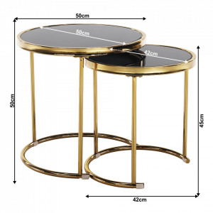 Set de 2 măsuţe de cafea, auriu și negru, 50x50 cm, 42x42 cm - TP276671 - Img 3