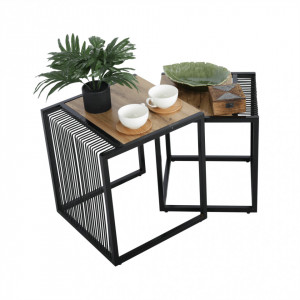 Set de 2 măsuţe de cafea, stejar și negru, 45x45 cm, 40x40 cm - TP263324 - Img 19