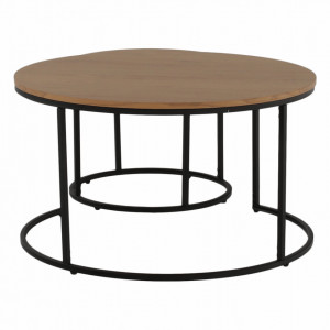 Set de 2 măsuţe de cafea, stejar și negru, 80x45 cm, 50x40 cm - TP261524 - Img 3