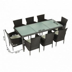 Set de grădină, cu 9 piese, 1 masă, 8 scaune, maro - TP254297 - Img 18