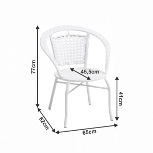 Set de grădină din ratan cu 3 piese, 1 măsuţă şi 2 scaune, alb - TP254779 - Img 9