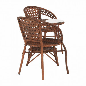 Set de grădină din ratan cu 3 piese, 1 măsuţă şi 2 scaune, maro - TP265640 - Img 7
