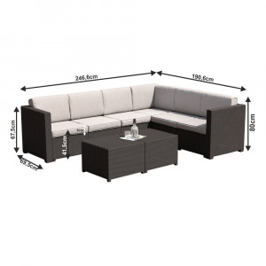 Set de grădină din ratan cu 3 piese, 2 măsuţe şi 1 colţar, maro - TP254773 - Img 2