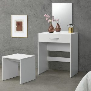 Set masa machiaj cu oglinda si scaun, alb - P69638631 - Img 1
