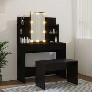 Set măsuță de toaletă cu LED, alb, lemn prelucrat - V3114124V - Img 3