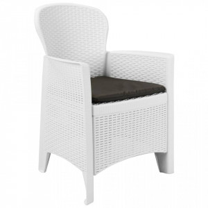 Set mobilier bistro, 3 piese, alb, plastic, aspect ratan - V276107V - Img 3