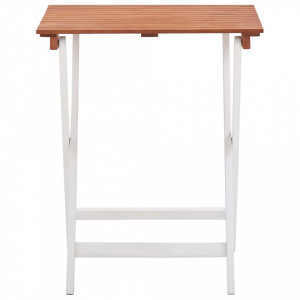 Set mobilier bistro, 3 piese, maro inchis; alb lemn de acacia - V46323V - Img 4