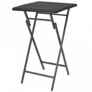 Set mobilier bistro pliabil, 3 piese, negru, otel si poliratan - V42872V - Img 4