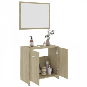 Set mobilier de baie, stejar Sonoma, PAL - V802582V - Img 3
