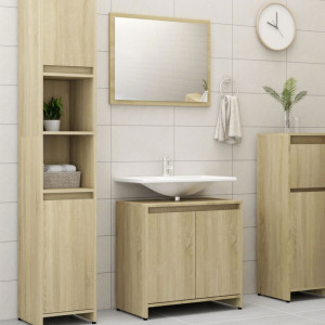 Set mobilier de baie, stejar Sonoma, PAL - V802654V - Img 4