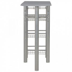 Set mobilier de bar, cu rafturi, 3 piese, gri, lemn si otel - V284401V - Img 4