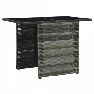 Set mobilier de bistro cu perne, 3 piese, gri, poliratan - V47745V - Img 4