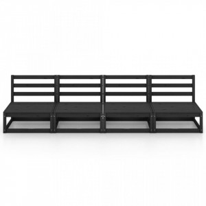 Set mobilier de grădină cu 4 locuri, negru, lemn masiv de pin - V3075343V - Img 3