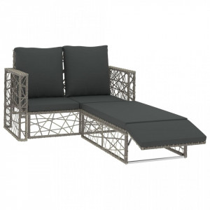 Set mobilier de gradina cu perne, 2 piese, gri, poliratan - V46812V - Img 2