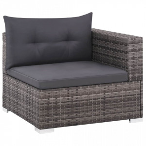 Set mobilier de gradina cu perne, 3 piese, gri, poliratan - V44427V - Img 4