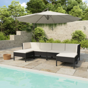Set mobilier de gradina cu perne, 6 piese, negru, poliratan - V3056962V
