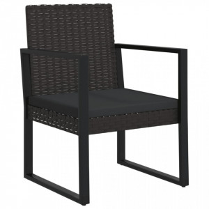 Set mobilier relaxare grădină 4 piese cu perne poliratan negru - V319199V - Img 4