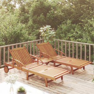 Set șezlonguri, 2 piese, cu masă, lemn masiv de acacia - V3104966V - Img 2
