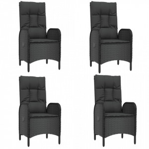 Set șezlonguri de grădină, 5 piese, cu perne, negru, poliratan - V3185171V - Img 4