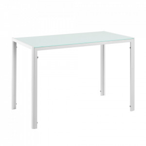 Set Xenia masa cu 4 scaune design, masa 105 x 60 cm, scaun 83 x 54 cm, sticla/metal/plastic, alb/negru - P58630807 - Img 2