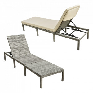 Sezlong, 120 Kg, gri deschis/crem - P76686971 - Img 4