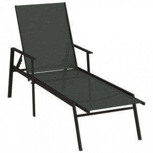 Șezlong, negru, oțel și textilenă - V317595V