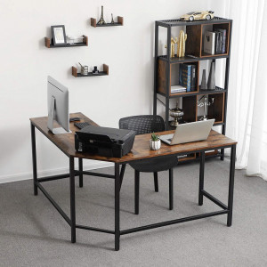 SOBII4 - Birou, Masa de scris stil Industrial, 135 x 135 x 76 cm - Img 2