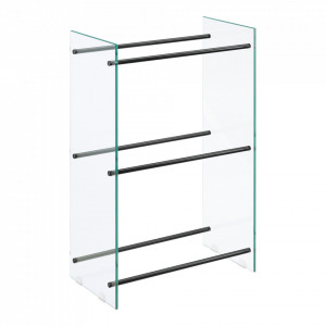 Suport lemne foc Oshawa Glas, 60x100x35cm, otel/sticla securizata, transparent/negru - P71901955 - Img 2