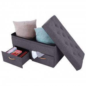 Taburet, scăunel, băncuţă cu spaţiu pentru depozitare, gri, 84x43x42 cm - TP221287 - Img 14